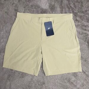 Fabletics The Only Tech Short Mens 35/8 Tan Khaki Water Resistant 4-Way Stretch